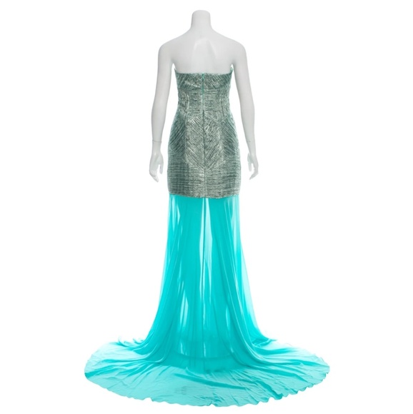 NEW John Paul Ataker Metallic Matelassé Strapless 2-Piece Gown Size Small - Picture 3 of 8